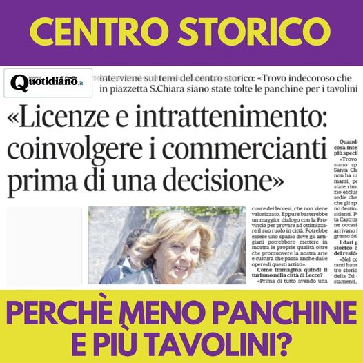 Centro Storico – Perché meno panchine e più tavolini?